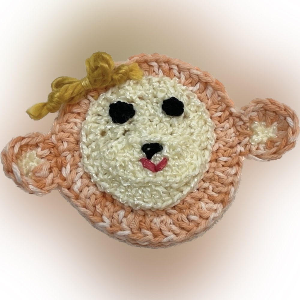 Handmade Monkey Small Purse Orange Yellow Crochet